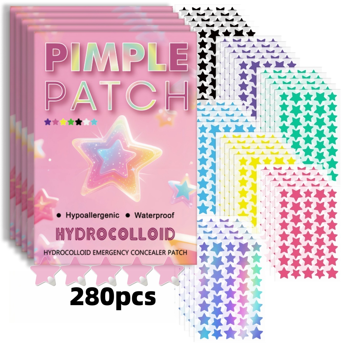 Skincare Moisturizer - 280pieces of multi-color star acne patches,